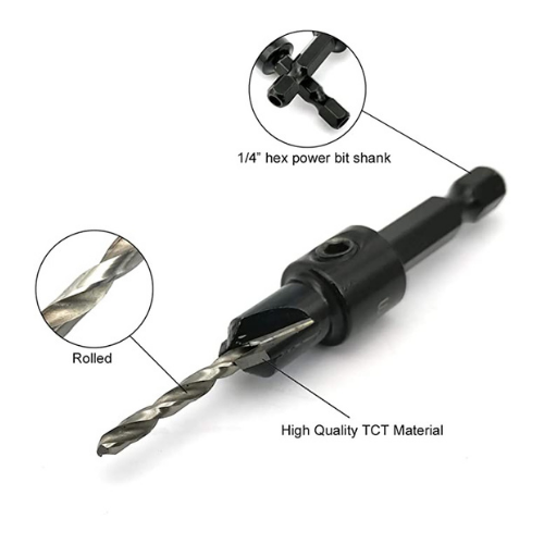 Bundle 3.0 mm Carbide Tipped Countersink with quick change hex shank (5 pc)